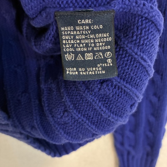 Ralph Lauren Sport Cable Knit Sweater Women Size S Logo V Neck Preppy Academia - Picture 6 of 9